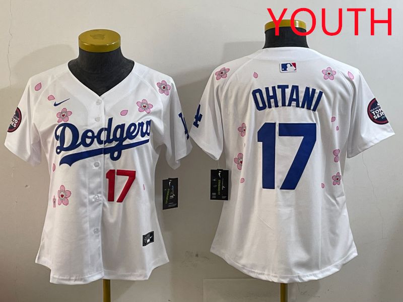 Youth Los Angeles Dodgers 17 Ohtani White Sakura Edition 2025 Nike MLB Jersey style 7